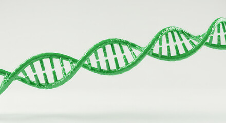 Green dna double helix structure depicted on transparent background