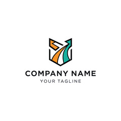Geometric road logo design representing company vision and growth potential.