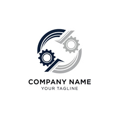 Mechanical gear logo design for company representing industry and technology.