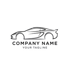 Sleek Sports Car Outline Logo Design for Automotive Business Branding.