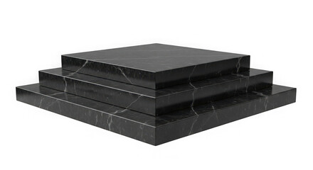 Stacked dark gray marble squares on a black background