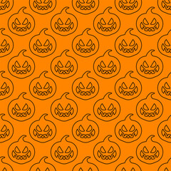 Pumpkin Halloween Pattern Background. Wallpaper. Vector Illustration