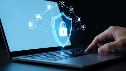 Secure online transactions with digital protection on a laptop screen - Powered by Adobe