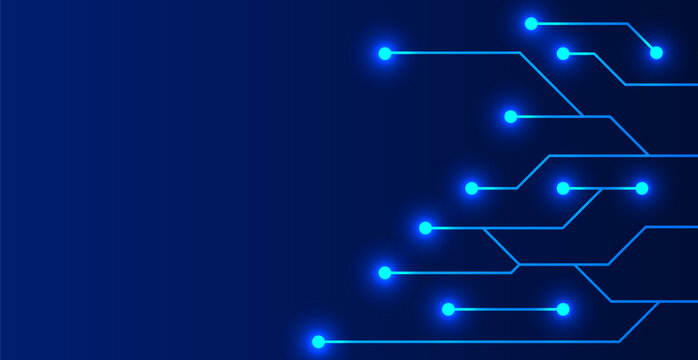 Technology Background With Blue Circuit Board. Vector Illustration. Abstract Business Wallpaper. Banner