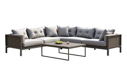 Outdoor sectional sofa wicker gray cushion modern patio comfortable relaxation garden