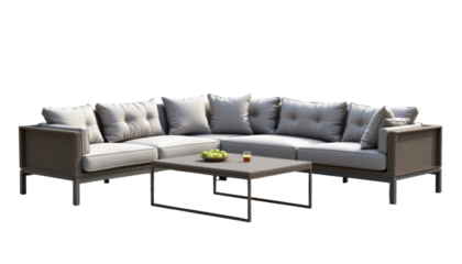 Outdoor sectional sofa wicker gray cushion modern patio comfortable relaxation garden