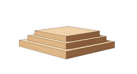 Three tiered wooden platform stage or pedestal against black background