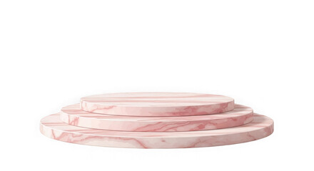 Tiered round pedestal display stand with pink marble texture