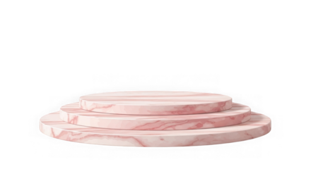 Tiered round pedestal display stand with pink marble texture
