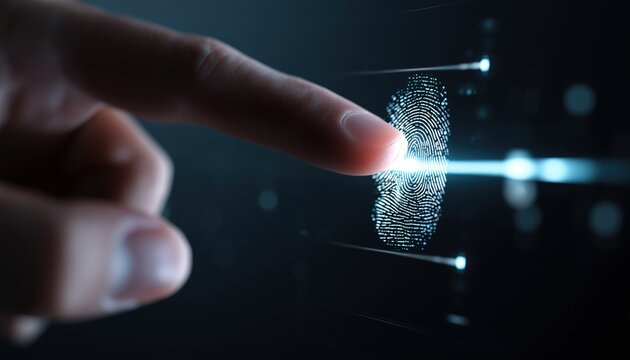 Biometric Finger-Print Scanner: Enhancing Business Security With Advanced Identification System And Authorization. - Powered by Adobe