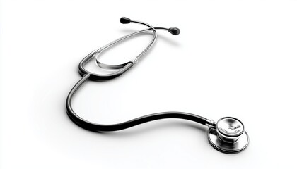 Black And White Stethoscope Symbolizing Healthcare, Medicine, And Medical Professionals Placed On A White Background.