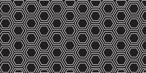 Hexagon background wall pattern. Abstract black hexagon technology, or honeycomb pattern with editable stroke isolated on background.