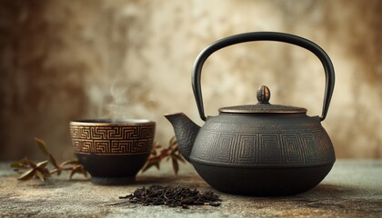 Vintage Black Iron Asian Tea - A Unique And Rare Find That Brings A Taste Of Asia With Its Rich History And Delicious Flavors.