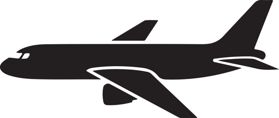 Black Silhouette Of A Passenger Airplane In Flight aircraft airbus