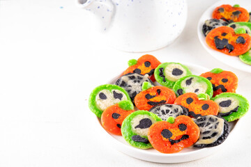 Tasty and colorful bright Halloween pancakes