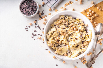 Bowl with vegan Chickpea raw Cookie dough