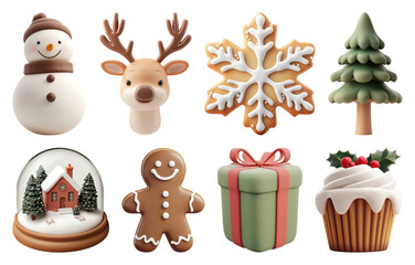 Fototapeta premium PNG Festive holiday cookie designs, element set on transparent background