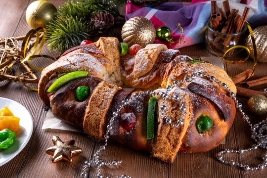 Traditional Christmas Mexican Rosca de Reyes