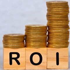 Increasing stacks of coins symbolize growing return on investment