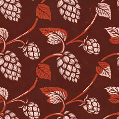 Seamless pattern with beer hops	
