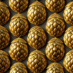 Seamless pattern with beer golden hops	
