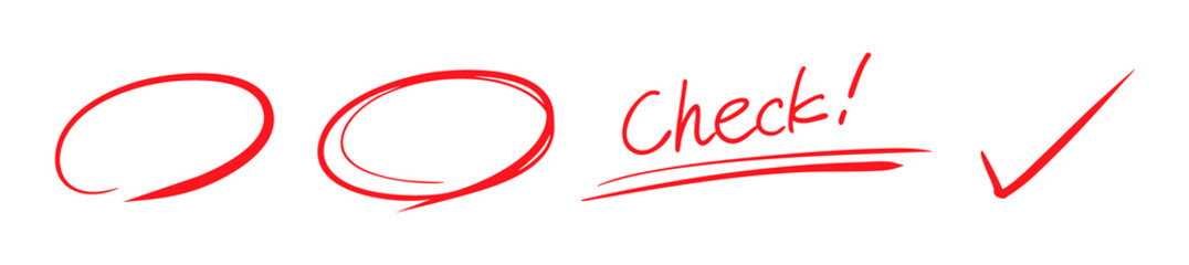 Naklejka na ściany i meble 手書きの丸やチェックマークのアイコン Check