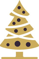 Minimalist geometric Christmas tree with golden brown triangles and dark ornaments on white background, modern festive holiday vector illustration design