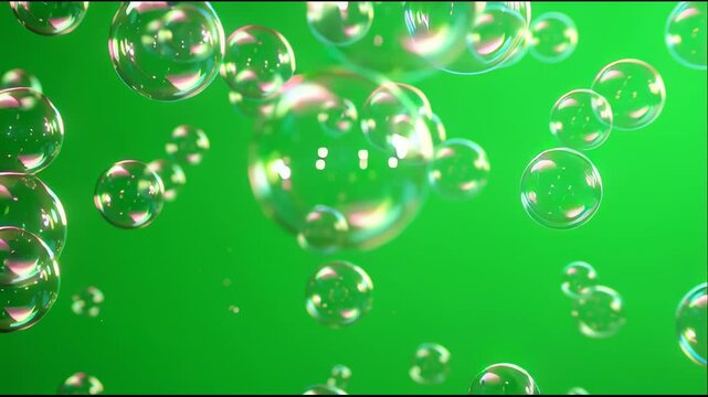 Bubbles Floating in Green Screen Animation