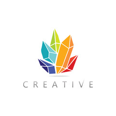 Sophisticated diamond crystal vector logo for luxury jewelry, cosmetics, and fashion products