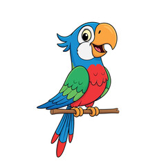 parrot on branch vector illustration
