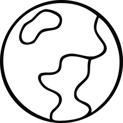 Simple Black Outline Drawing Of The Planet Earth globe world