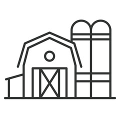 Barn icon in line design. farm, agriculture, rural, building, storage, barn, harvest on white background vector. Barn editable stroke icon - AI generated