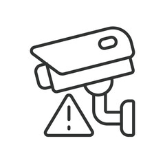 CCTV warning icon in line design. cctv, warning, camera, surveillance, danger, alert, monitoring on white background vector. CCTV warning editable stroke icon
