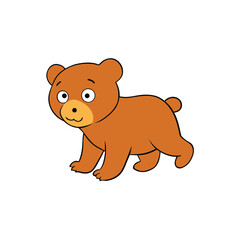 Clumsy Bear Cub Illustration On White Background