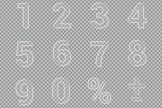 Glass liquid transparent numbers vector elements  font