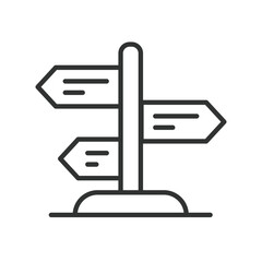 Obraz premium Road signpost icon in line design. direction, navigation, choice, decision, travel, guidance, options on white background vector. Road signpost editable stroke icon - AI generated