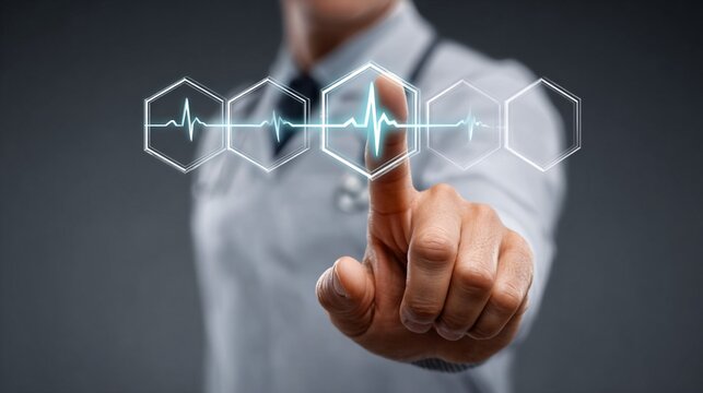 Doctor Using Glowing Healthcare Interface