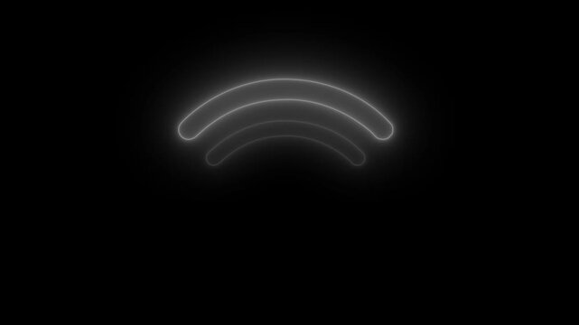 Abstract Neon Wi-Fi icon animation 4k video, flickering emergence and fading. Glowing neon Wi-Fi sign, looped animation. Wireless internet connection,