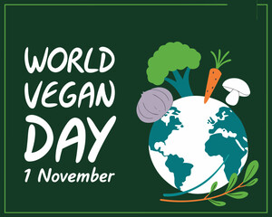 Celebrating World Vegan Day with Fresh Fruits and Vegetables in a Decorative and Colorful Design	
