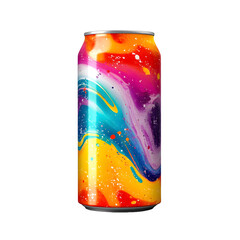 Fototapeta premium Vibrant abstract art design on a beverage can isolated on transparent background