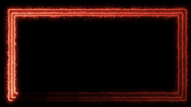 Glowing neon picture frame isolated on transparent background. neon frame with copy space for your design. Light glow border frame overlay element. Neon Futuristic frame sign PNG.