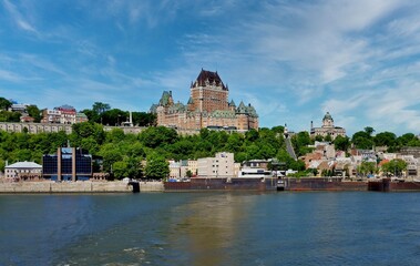 View of le Chateau Frontenac 5 star Fairmont Hotel, famous place in Quebec, Canada