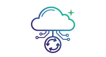Obraz premium Cloud technology icon with digital connection and target symbol