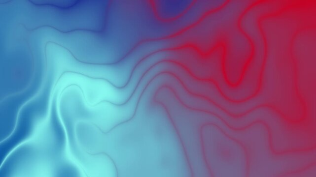 Abstract animated background with smooth blue and red gradient waves, forming soft flowing lines and contours, creating a calm and modern visual atmosphere ideal for motion graphics and digital design