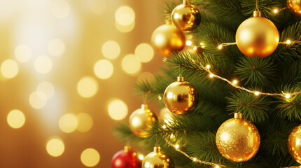 christmas tree with golden balls