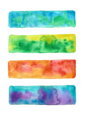 watercolor rectangles of different colors on paper