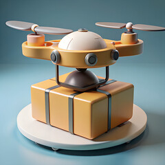 3d waiter holding tray illustration on white background