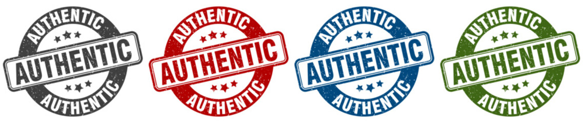 authentic stamp. authentic round stamp set isolated on white background