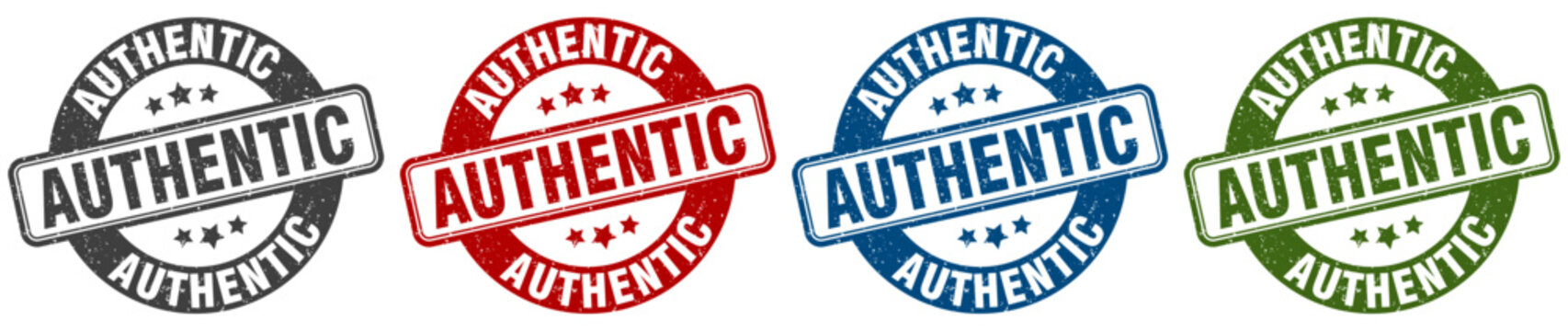 authentic stamp. authentic round stamp set isolated on white background