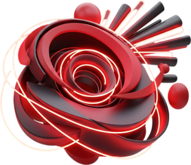 Futuristic Abstract Technology Design with Dynamic Red Spiral and Light Trails, Modern Digital Art for Innovation, Creative Projects, and High-Tech Concepts, 3D Render